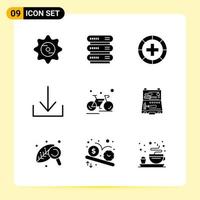 9 Creative Icons for Modern website design and responsive mobile apps 9 Glyph Symbols Signs on White Background 9 Icon Pack vector