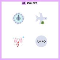 Set of 4 Modern UI Icons Symbols Signs for consumption transportation lower plane glass Editable Vector Design Elements