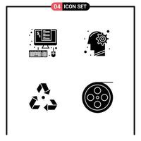 Pack of 4 creative Solid Glyphs of devices solution percent idea ecology Editable Vector Design Elements