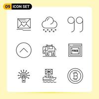 9 Creative Icons for Modern website design and responsive mobile apps 9 Outline Symbols Signs on White Background 9 Icon Pack vector