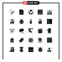 Group of 25 Solid Glyphs Signs and Symbols for increase www hand website communications Editable Vector Design Elements