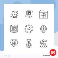 Pack of 9 creative Outlines of share export sign screen content Editable Vector Design Elements