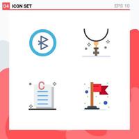 4 Thematic Vector Flat Icons and Editable Symbols of bluetooth document cross holiday flag Editable Vector Design Elements