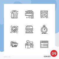 User Interface Pack of 9 Basic Outlines of trend plot compliance crosshair privacy Editable Vector Design Elements