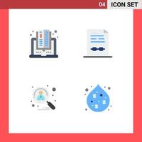 Pack of 4 creative Flat Icons of book applicant reading certificate hiring Editable Vector Design Elements