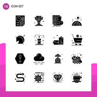 paquete de conjunto de iconos de glifos de 16 iconos sólidos aislados en fondo blanco para aplicaciones móviles y de impresión de diseño de sitios web receptivos vector