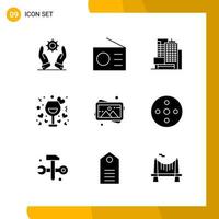 9 Icon Set Solid Style Icon Pack Glyph Symbols isolated on White Backgound for Responsive Website Designing vector