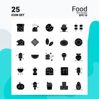 25 Food Icon Set 100 Editable EPS 10 Files Business Logo Concept Ideas Solid Glyph icon design vector