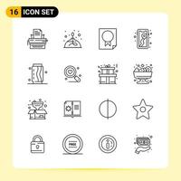 16 iconos creativos para el diseño moderno de sitios web y aplicaciones móviles receptivas 16 símbolos de contorno signos sobre fondo blanco paquete de 16 iconos vector