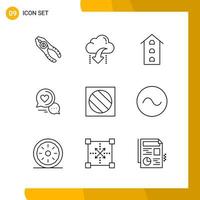 9 Icon Set Line Style Icon Pack Outline Symbols isolated on White Backgound for Responsive Website Designing vector