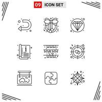 9 Icons Line Style Grid Based Creative Outline Symbols for Website Design Simple Line Icon Signs Isolated on White Background 9 Icon Set vector