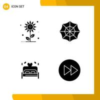 4 Icon Set Solid Style Icon Pack Glyph Symbols isolated on White Backgound for Responsive Website Designing vector