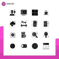 User Interface Pack of 16 Basic Solid Glyphs of coffee tea drawing plant buildings Editable Vector Design Elements