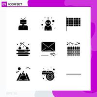Solid Icon set Pack of 9 Glyph Icons isolated on White Background for Web Print and Mobile vector