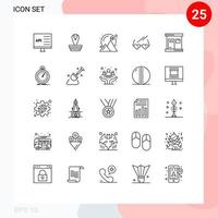 25 Thematic Vector Lines and Editable Symbols of hot heart king love success Editable Vector Design Elements