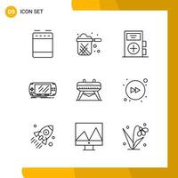 9 Icon Set Line Style Icon Pack Outline Symbols isolated on White Backgound for Responsive Website Designing vector