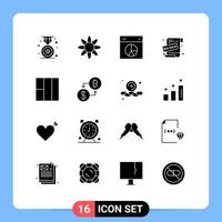 Mobile Interface Solid Glyph Set of 16 Pictograms of layout sale promotion design sale advertisement big sale Editable Vector Design Elements