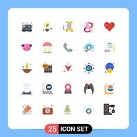 User Interface Pack of 25 Basic Flat Colors of heart symbol car female ay Editable Vector Design Elements