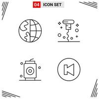 4 Icons Line Style Grid Based Creative Outline Symbols for Website Design Simple Line Icon Signs Isolated on White Background 4 Icon Set vector