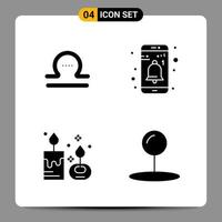 4 Black Icon Pack Glyph Symbols Signs for Responsive designs on white background 4 Icons Set vector