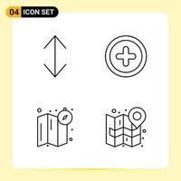 4 iconos creativos para el diseño moderno de sitios web y aplicaciones móviles receptivas 4 símbolos de contorno signos sobre fondo blanco paquete de 4 iconos vector