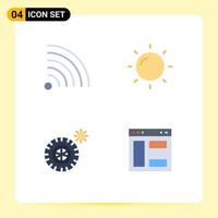 Set of 4 Vector Flat Icons on Grid for feed internet helios tires website Editable Vector Design Elements