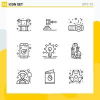 colección de 9 iconos de línea universal conjunto de iconos para web y móvil vector