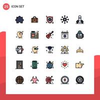 25 User Interface Filled line Flat Color Pack of modern Signs and Symbols of ship rocket encryption teamwork collaboration Editable Vector Design Elements