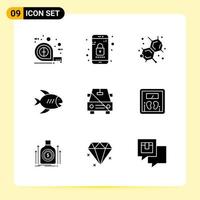 9 Creative Icons for Modern website design and responsive mobile apps 9 Glyph Symbols Signs on White Background 9 Icon Pack vector