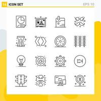 Collection of 16 Universal Line Icons Icon Set for Web and Mobile vector