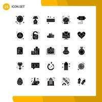 25 Universal Solid Glyphs Set for Web and Mobile Applications security cam lump safety helmet Editable Vector Design Elements