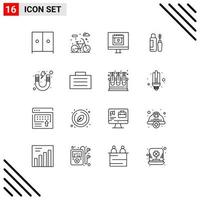 Pictogram Set of 16 Simple Outlines of school learn lover education eye Editable Vector Design Elements