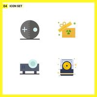 Pack of 4 creative Flat Icons of costume powerpoint presentation puncture box slide projector Editable Vector Design Elements