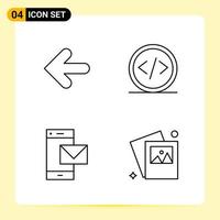 4 iconos creativos para el diseño moderno de sitios web y aplicaciones móviles receptivas 4 símbolos de contorno signos sobre fondo blanco paquete de 4 iconos vector