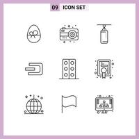 Mobile Interface Outline Set of 9 Pictograms of science biology boxing crypto currency coin Editable Vector Design Elements