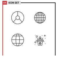 Set of 4 Modern UI Icons Symbols Signs for business globe graphical internet business Editable Vector Design Elements