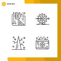 4 Icon Set Line Style Icon Pack Outline Symbols isolated on White Backgound for Responsive Website Designing vector