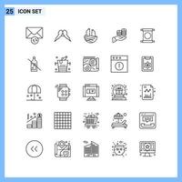 25 Icons Line style Creative Outline Symbols Black Line Icon Sign Isolated on White Background vector