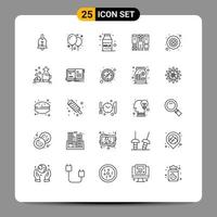 Set of 25 Modern UI Icons Symbols Signs for poker four leaf clover coffee clover wirefram Editable Vector Design Elements