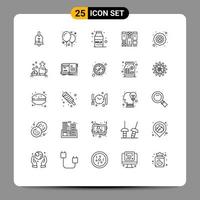 Set of 25 Modern UI Icons Symbols Signs for poker four leaf clover coffee clover wirefram Editable Vector Design Elements