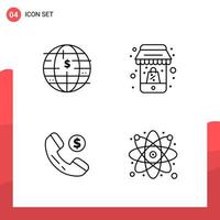 Pack of 4 Universal Outline Icons for Print Media on White Background vector