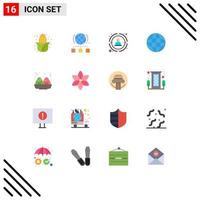 Mobile Interface Flat Color Set of 16 Pictograms of fast search link internet strategic Editable Pack of Creative Vector Design Elements