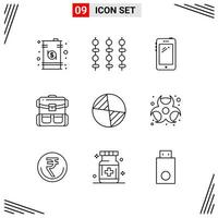 9 Icons Line Style Grid Based Creative Outline Symbols for Website Design Simple Line Icon Signs Isolated on White Background 9 Icon Set vector