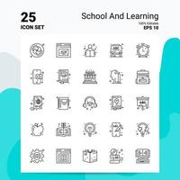 25 conjunto de iconos de escuela y aprendizaje 100 archivos eps 10 editables concepto de logotipo de empresa ideas diseño de icono de línea vector