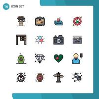 Modern Set of 16 Flat Color Filled Lines and symbols such as desk target bribe goal money Editable Creative Vector Design Elements