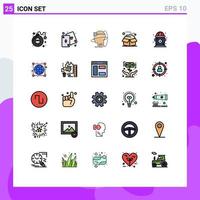 Filled line Flat Color Pack of 25 Universal Symbols of packages open human box virtual Editable Vector Design Elements