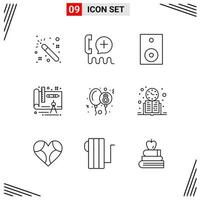 9 Icons Line Style Grid Based Creative Outline Symbols for Website Design Simple Line Icon Signs Isolated on White Background 9 Icon Set vector