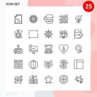 Vector Pack of 25 Icons in Line Style Creative Outline Pack isolated on White Background for Web and Mobile