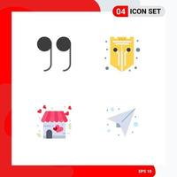 Set of 4 Vector Flat Icons on Grid for close store network web message Editable Vector Design Elements