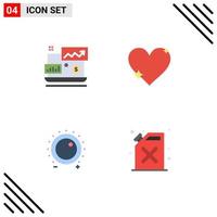 4 Thematic Vector Flat Icons and Editable Symbols of dollar sign audio laptop like gain Editable Vector Design Elements